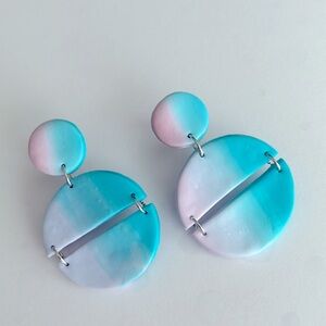 Polymer fade blue pink earrings brand new